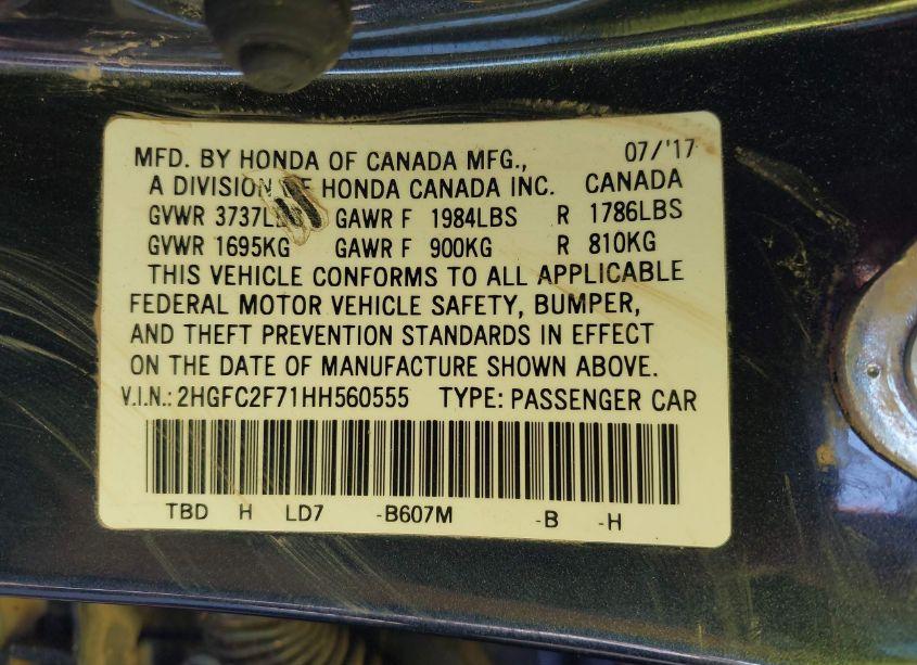 Photo 9 of 2017 Honda Civic EX (VIN 2HGFC2F71HH560555)