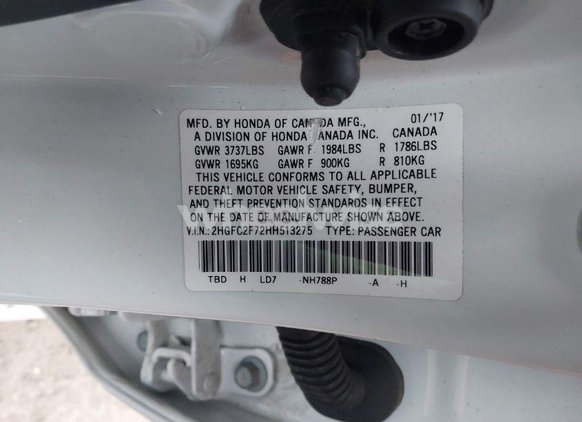 Photo 9 of 2017 Honda Civic EX (VIN 2HGFC2F72HH513275)