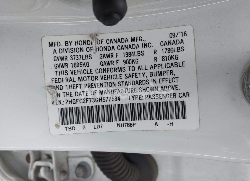 Photo 9 of 2016 Honda Civic EX (VIN 2HGFC2F73GH577534)