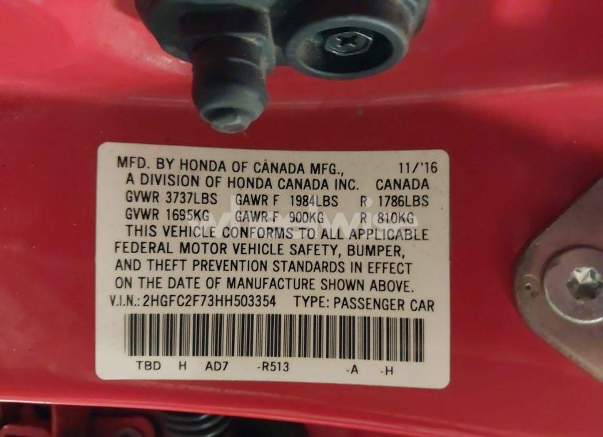 Photo 9 of 2017 Honda Civic EX (VIN 2HGFC2F73HH503354)