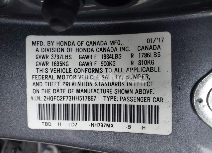 Photo 9 of 2017 Honda Civic EX (VIN 2HGFC2F73HH517867)