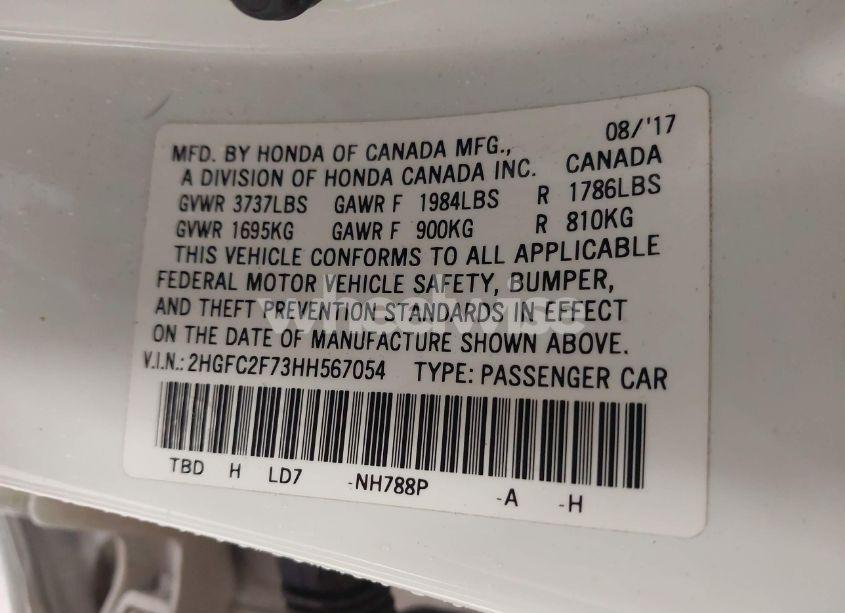 Photo 9 of 2017 Honda Civic EX (VIN 2HGFC2F73HH567054)