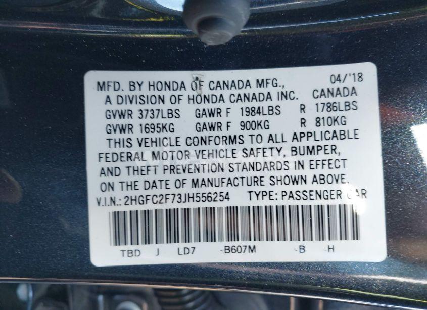 Photo 9 of 2018 Honda Civic EX (VIN 2HGFC2F73JH556254)