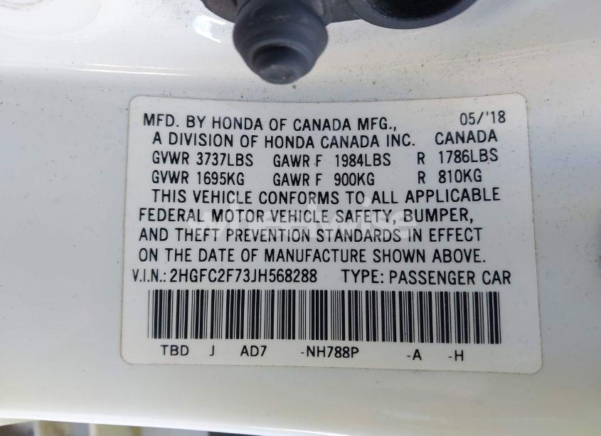 Photo 9 of 2018 Honda Civic EX (VIN 2HGFC2F73JH568288)