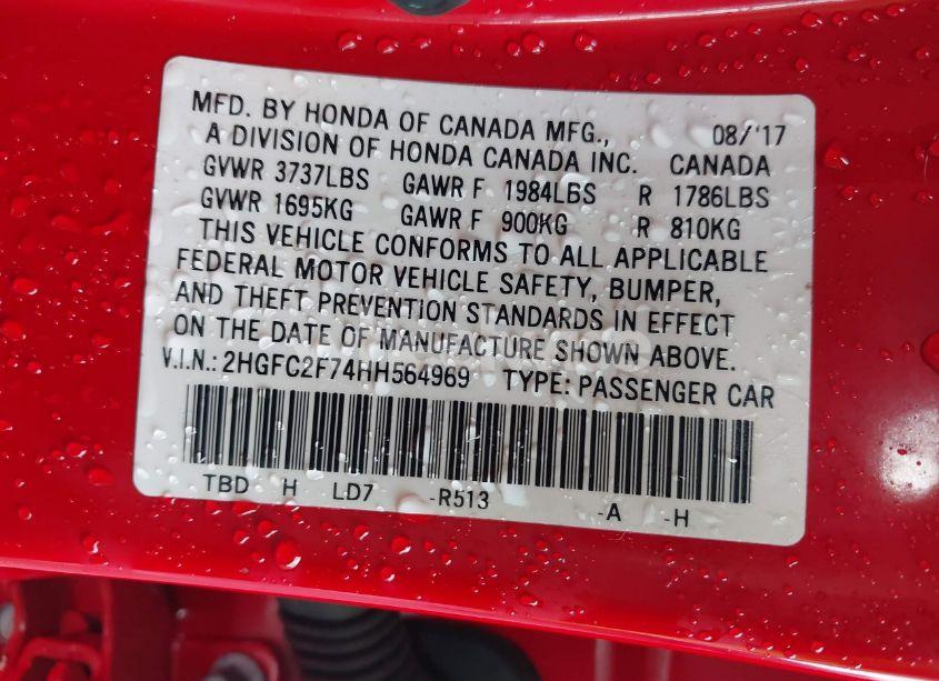 Photo 9 of 2017 Honda Civic EX (VIN 2HGFC2F74HH564969)