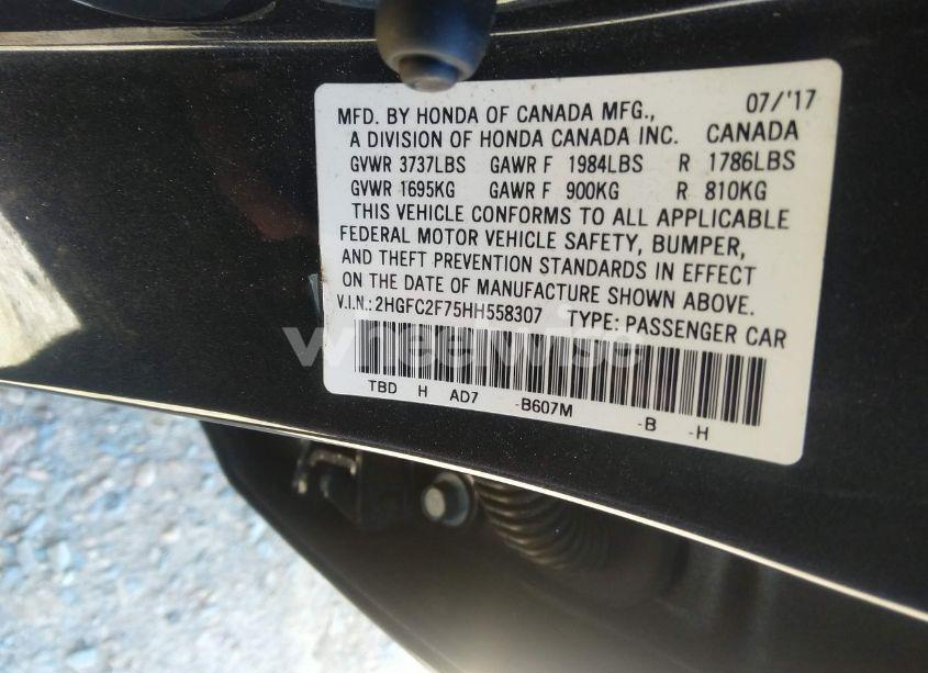 Photo 9 of 2017 Honda Civic EX (VIN 2HGFC2F75HH558307)