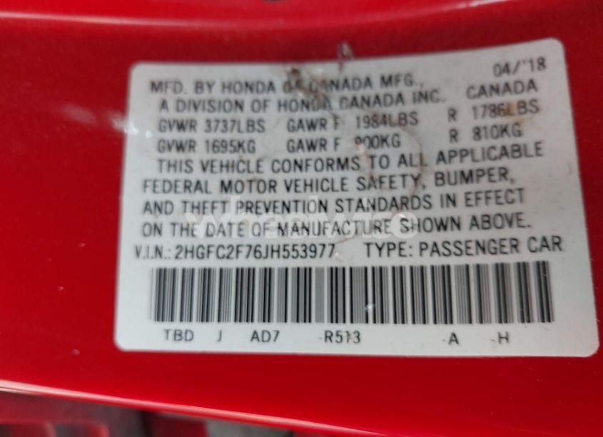 Photo 9 of 2018 Honda Civic EX (VIN 2HGFC2F76JH553977)