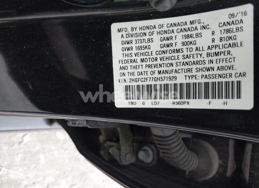 Photo 9 of 2016 Honda Civic EX (VIN 2HGFC2F77GH571929)