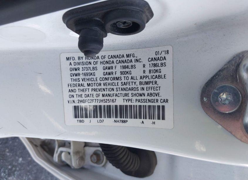 Photo 9 of 2018 Honda Civic EX (VIN 2HGFC2F77JH525167)