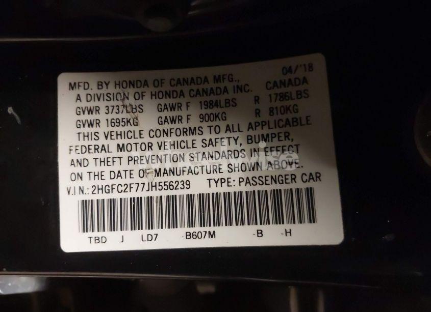 Photo 9 of 2018 Honda Civic EX (VIN 2HGFC2F77JH556239)