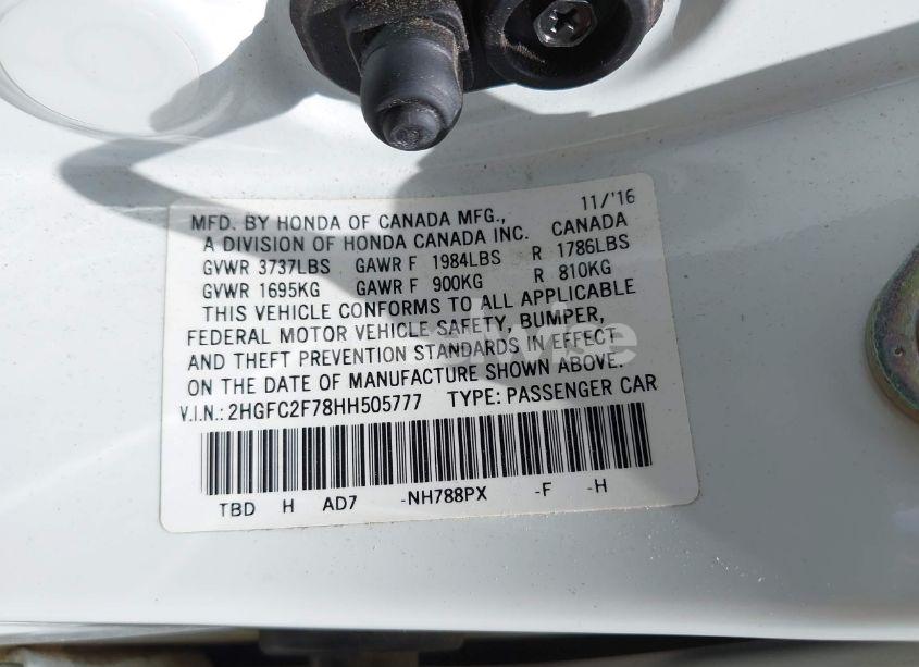 Photo 9 of 2017 Honda Civic EX (VIN 2HGFC2F78HH505777)