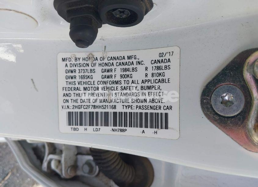 Photo 9 of 2017 Honda Civic EX (VIN 2HGFC2F78HH521168)