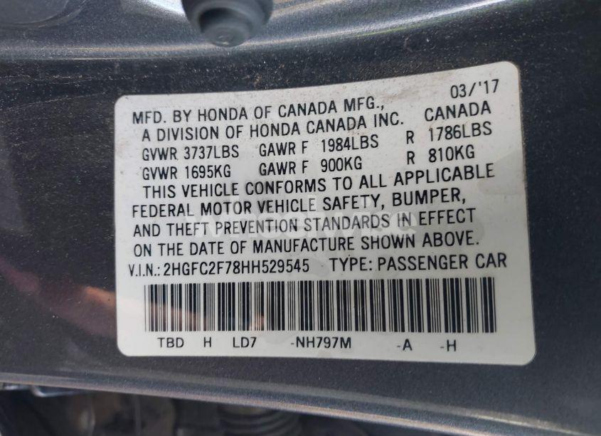 Photo 9 of 2017 Honda Civic EX (VIN 2HGFC2F78HH529545)