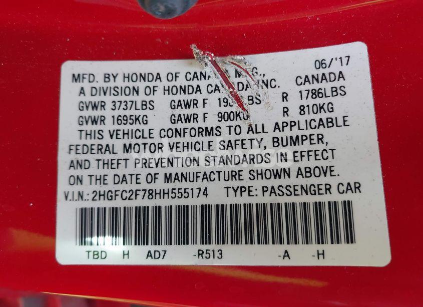 Photo 9 of 2017 Honda Civic EX (VIN 2HGFC2F78HH555174)