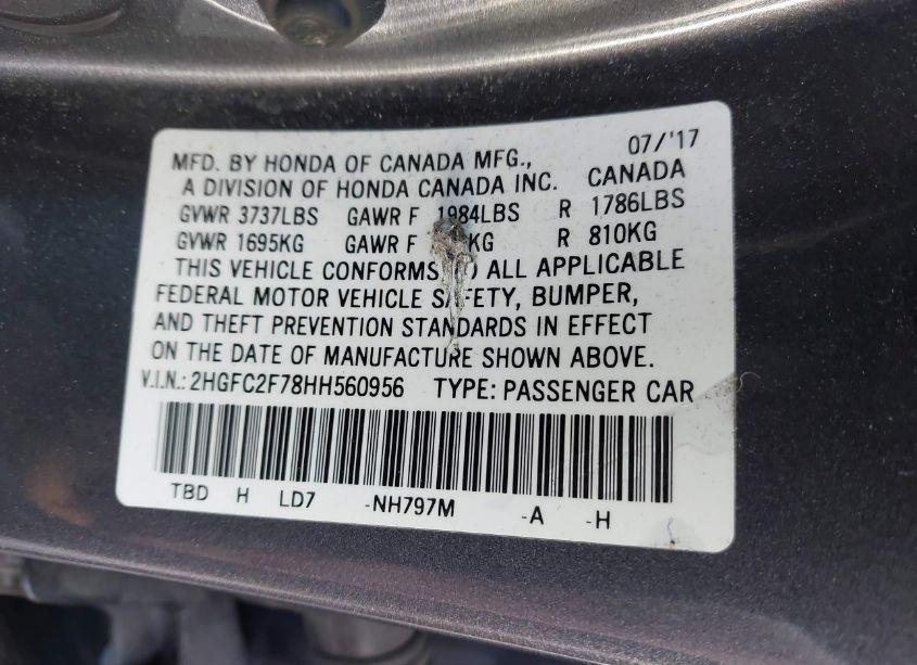 Photo 9 of 2017 Honda Civic EX (VIN 2HGFC2F78HH560956)