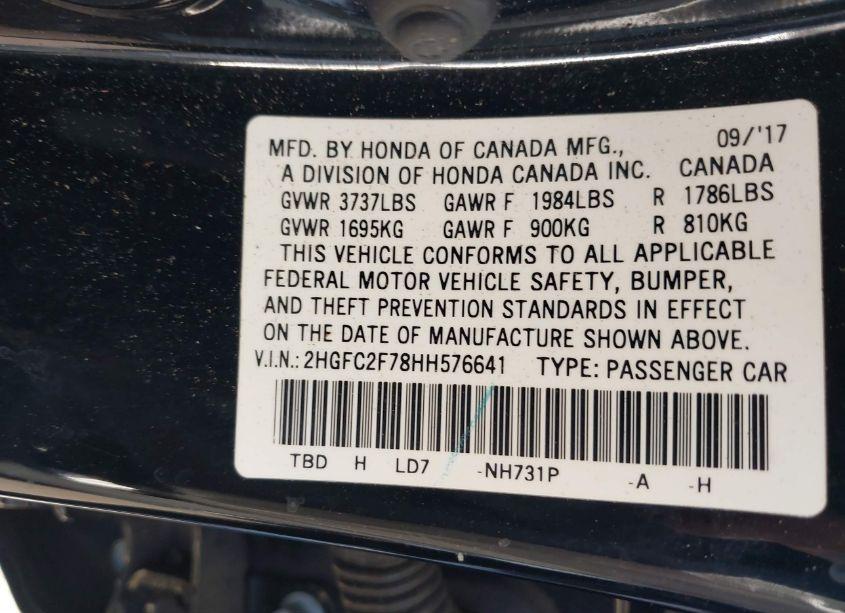 Photo 9 of 2017 Honda Civic EX (VIN 2HGFC2F78HH576641)