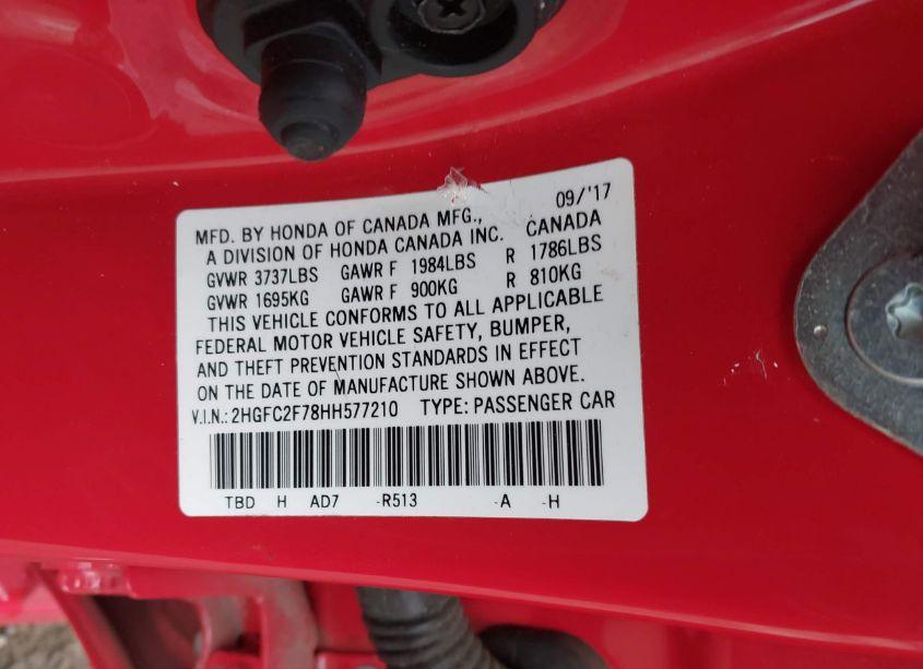 Photo 9 of 2017 Honda Civic EX (VIN 2HGFC2F78HH577210)