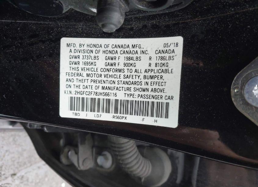 Photo 9 of 2018 Honda Civic EX (VIN 2HGFC2F78JH566116)