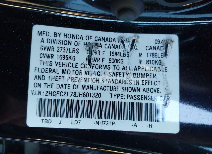 Photo 9 of 2018 Honda Civic EX (VIN 2HGFC2F78JH601320)