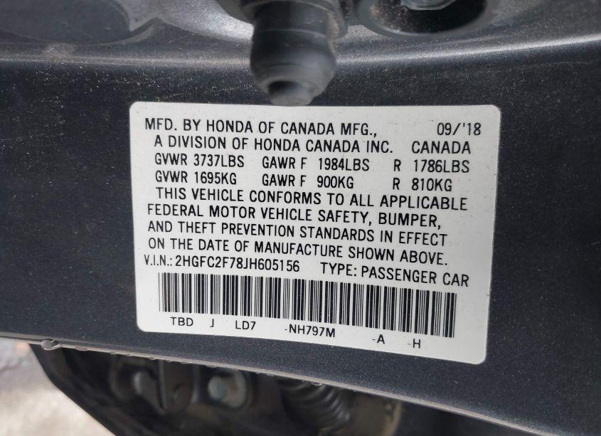 Photo 9 of 2018 Honda Civic EX (VIN 2HGFC2F78JH605156)