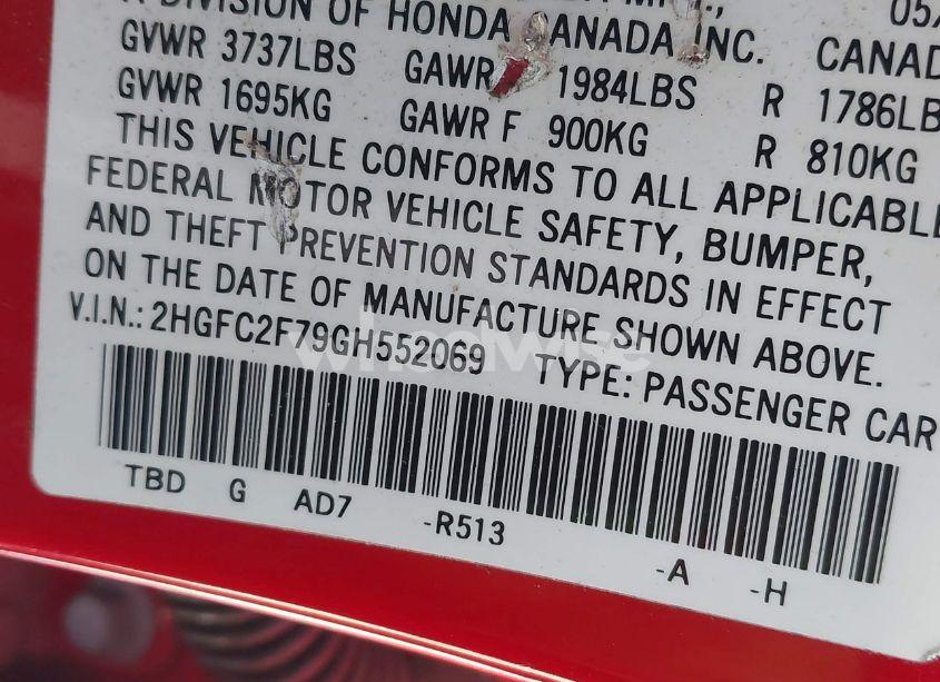 Photo 9 of 2016 Honda Civic EX (VIN 2HGFC2F79GH552069)