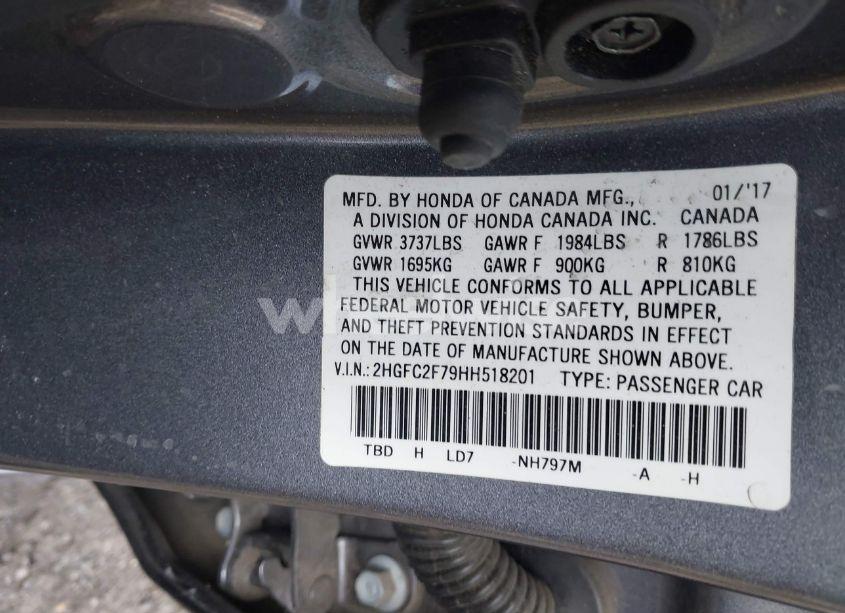 Photo 9 of 2017 Honda Civic EX (VIN 2HGFC2F79HH518201)