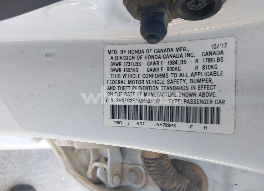 Photo 9 of 2018 Honda Civic EX (VIN 2HGFC2F79JH505177)