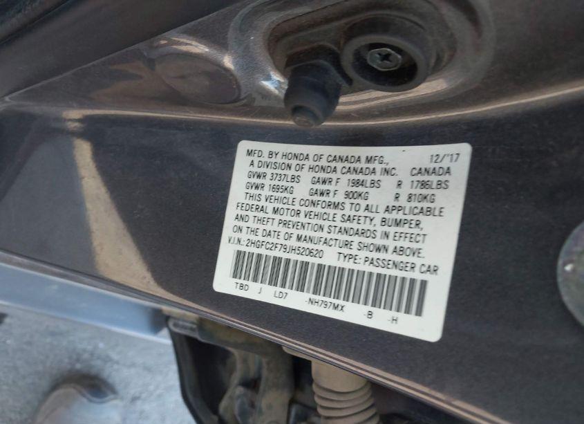 Photo 9 of 2018 Honda Civic EX (VIN 2HGFC2F79JH520620)