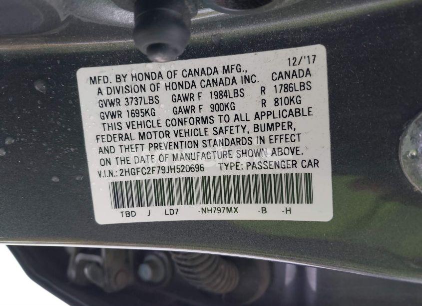 Photo 9 of 2018 Honda Civic EX (VIN 2HGFC2F79JH520696)