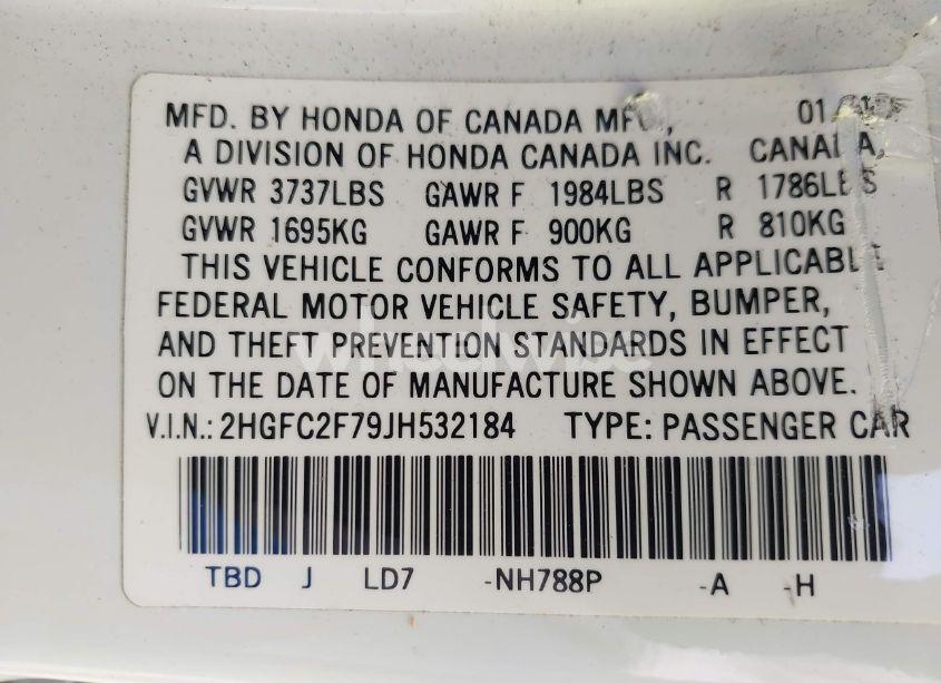 Photo 9 of 2018 Honda Civic EX (VIN 2HGFC2F79JH532184)