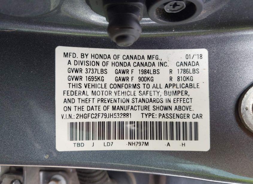 Photo 9 of 2018 Honda Civic EX (VIN 2HGFC2F79JH532881)