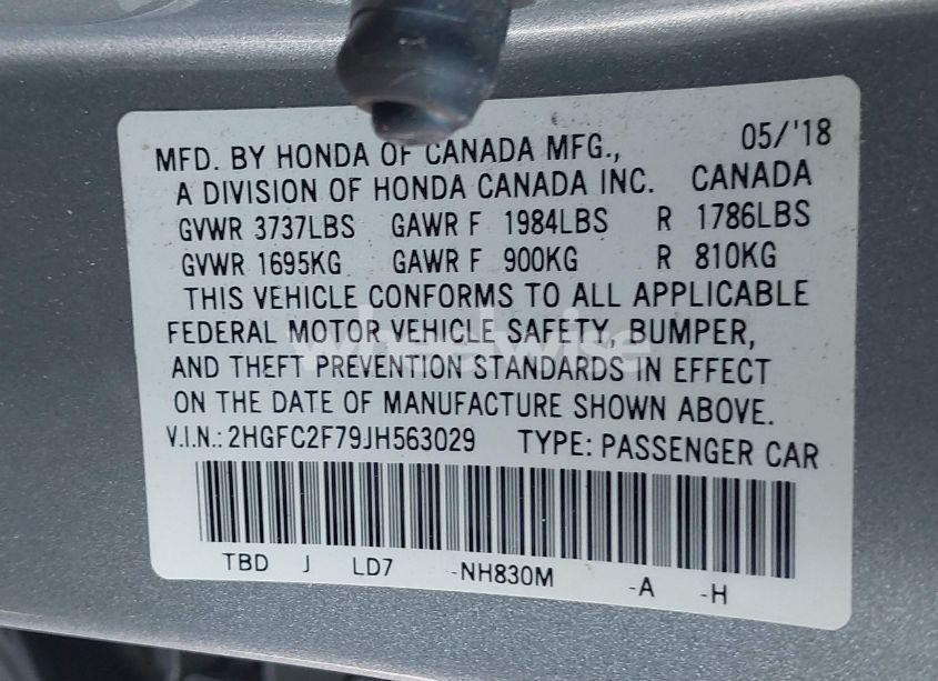 Photo 9 of 2018 Honda Civic EX (VIN 2HGFC2F79JH563029)
