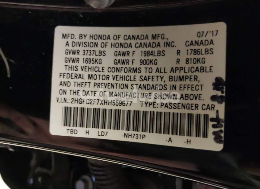 Photo 9 of 2017 Honda Civic EX (VIN 2HGFC2F7XHH559677)