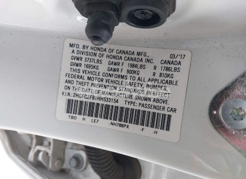 Photo 9 of 2017 Honda Civic EX (VIN 2HGFC2F81HH533154)