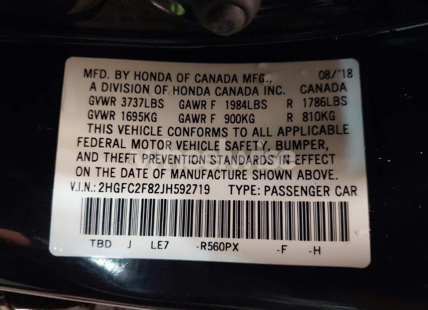 Photo 9 of 2018 Honda Civic EX (VIN 2HGFC2F82JH592719)