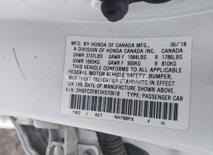 Photo 9 of 2018 Honda Civic EX (VIN 2HGFC2F87JH570618)