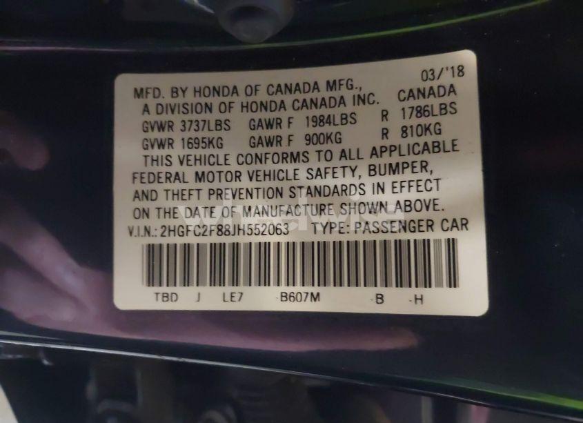 Photo 9 of 2018 Honda Civic EX (VIN 2HGFC2F88JH552063)