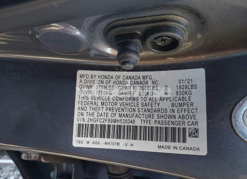Photo 9 of 2021 Honda Civic SPORT (VIN 2HGFC2F89MH535048)