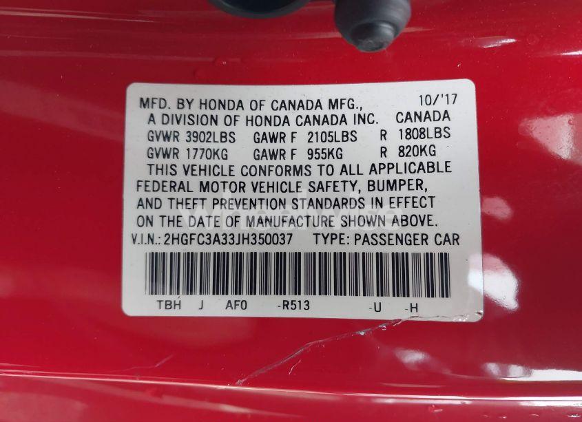 Photo 9 of 2018 Honda Civic EX-T (VIN 2HGFC3A33JH350037)