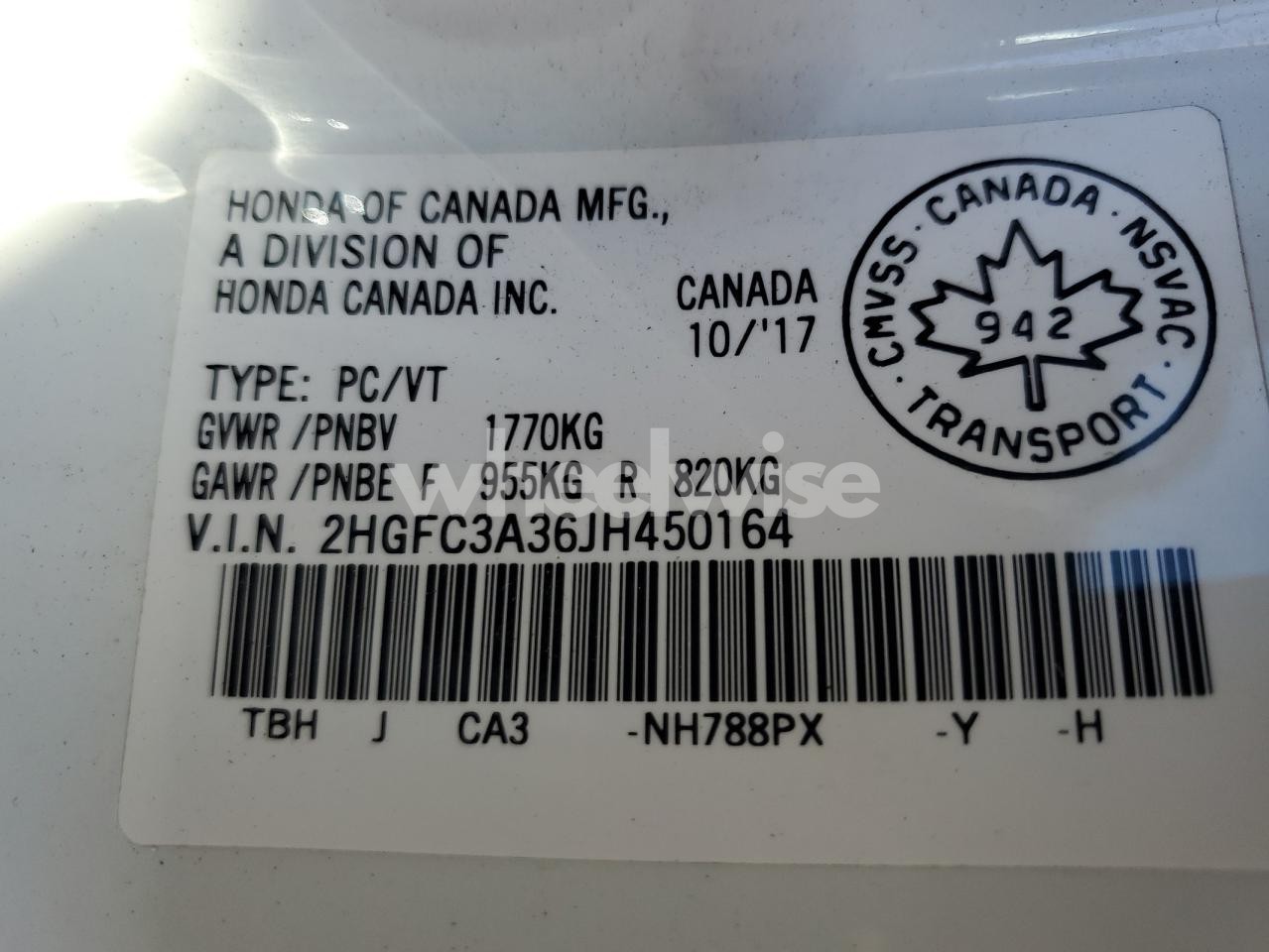 Photo 13 of 2018 HONDA CIVIC EX (VIN 2HGFC3A36JH450164)