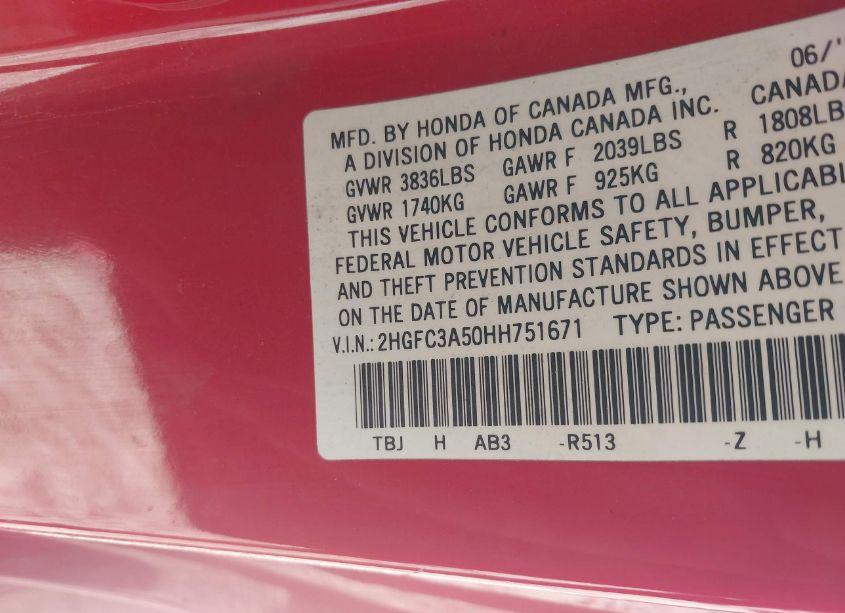 Photo 9 of 2017 Honda Civic SI (VIN 2HGFC3A50HH751671)