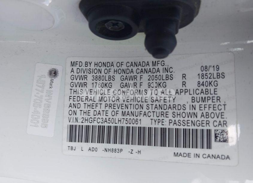 Photo 9 of 2020 Honda Civic SI COUPE (VIN 2HGFC3A50LH750061)