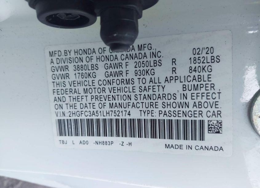 Photo 9 of 2020 Honda Civic SI COUPE (VIN 2HGFC3A51LH752174)