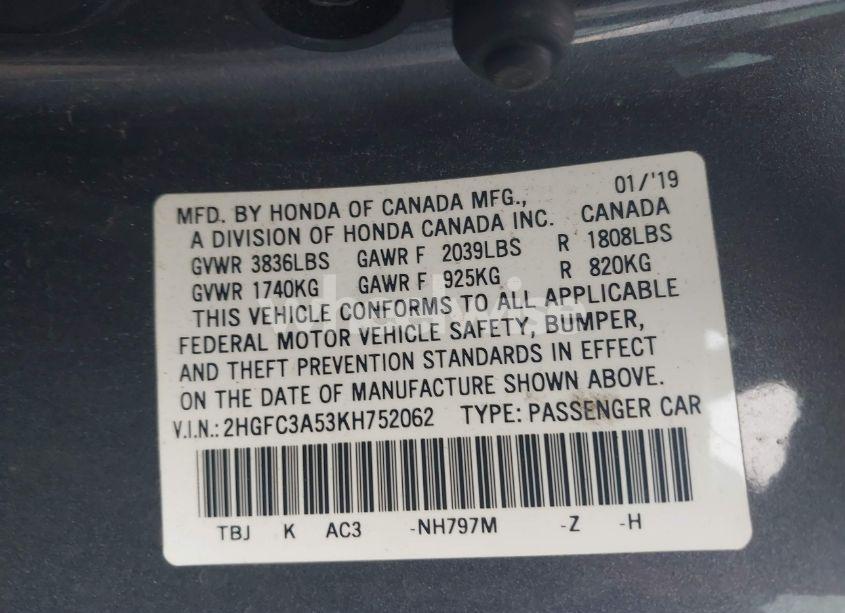 Photo 9 of 2019 Honda Civic SI (VIN 2HGFC3A53KH752062)