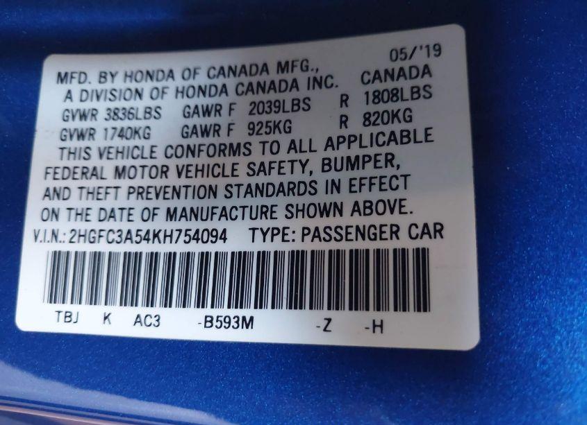Photo 9 of 2019 Honda Civic SI (VIN 2HGFC3A54KH754094)