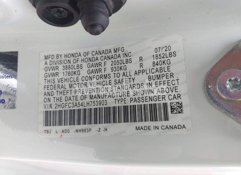 Photo 9 of 2020 Honda Civic SI COUPE (VIN 2HGFC3A54LH753903)