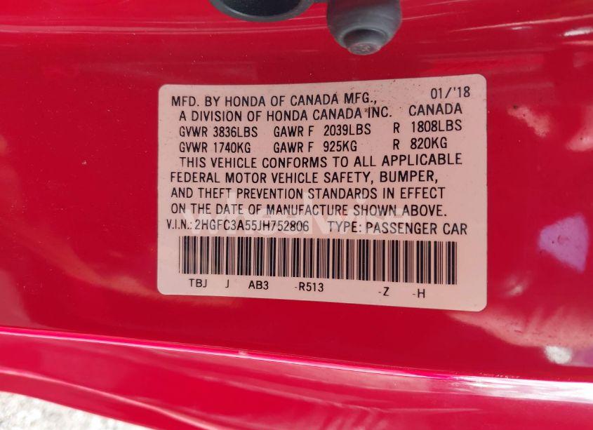 Photo 9 of 2018 Honda Civic SI (VIN 2HGFC3A55JH752806)