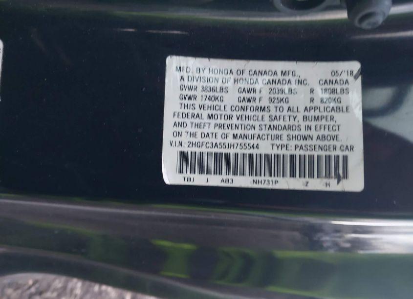 Photo 9 of 2018 Honda Civic SI (VIN 2HGFC3A55JH755544)