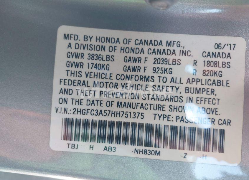 Photo 9 of 2017 Honda Civic SI (VIN 2HGFC3A57HH751375)