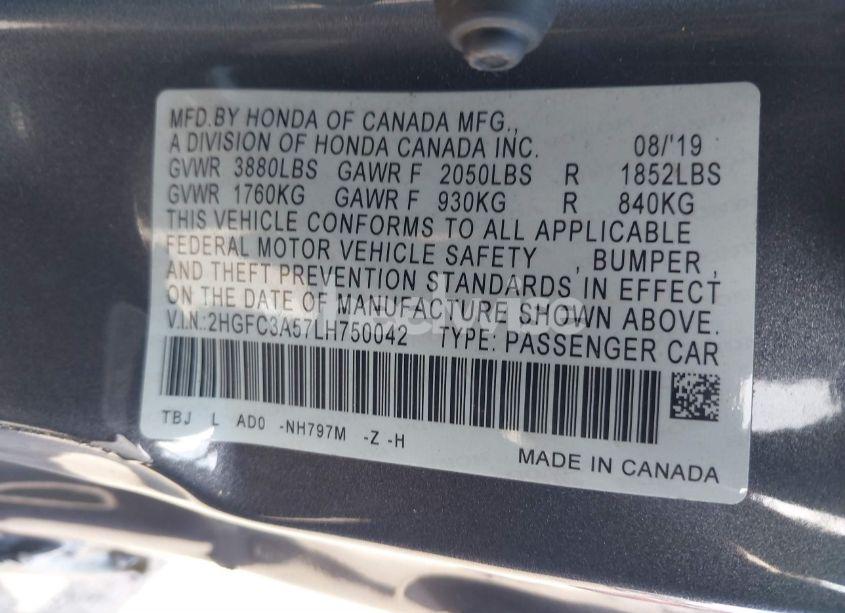 Photo 9 of 2020 Honda Civic SI COUPE (VIN 2HGFC3A57LH750042)